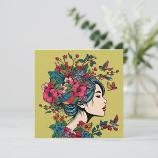 Art Print Kaart Vrouwen in de Herfst met rode bess
