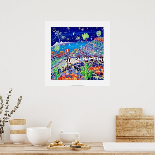 Art Print: Pachamama Pipers, Peru. Isla Taquile Poster (Keuken)