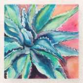 Art Print - Texas Agave Poster Glazen Onderzetter (Voorkant)