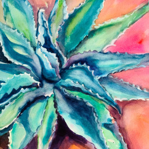 Art Print - Texas Agave Poster Glazen Onderzetter