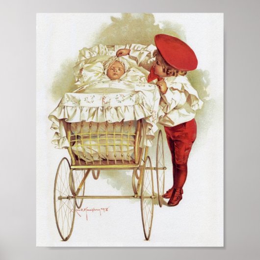 Art Print van Maud Humphrey Baby in Pram (Voorkant)