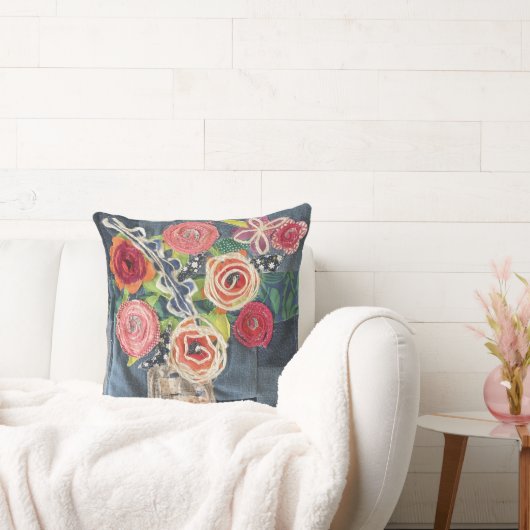 art quilt designed roses bouquet pillow with sunfl kussen (Bank)