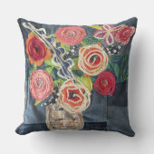 art quilt designed roses bouquet pillow with sunfl kussen (Voorkant)