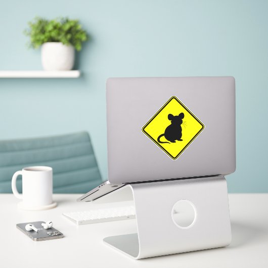 Art Rat Clip Kunst Silhouet Dierenkunst Waarschuwi Sticker (Laptop op bureau)