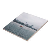 Art Red Sailboat Navy Yard Tegeltje (Zijkant)