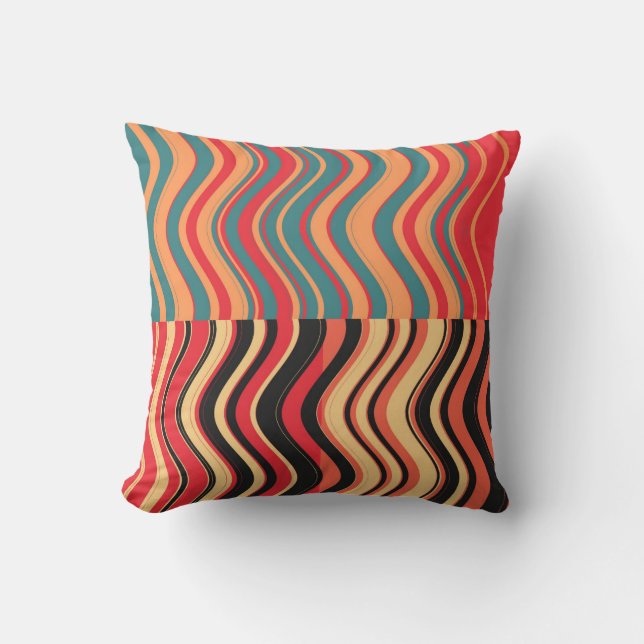Art Retro Colorful Wave Abstract 2 Kussen (Voorkant)