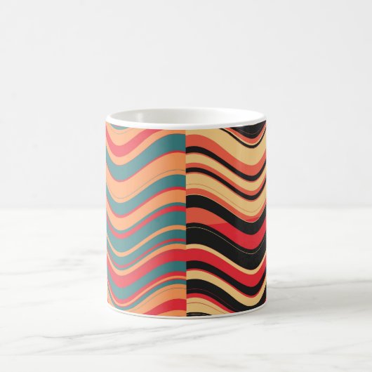 Art Retro Colorful Wave Abstract Koffiemok (Center)