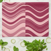Art Retro Deep Red en Pink Wave Abstract Theedoek (Gevouwen)
