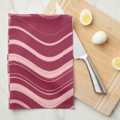 Art Retro Deep Red en Pink Wave Abstract Theedoek (Quarter Fold)