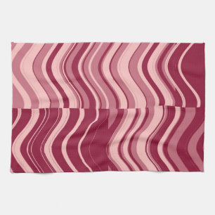 Art Retro Deep Red en Pink Wave Abstract Theedoek