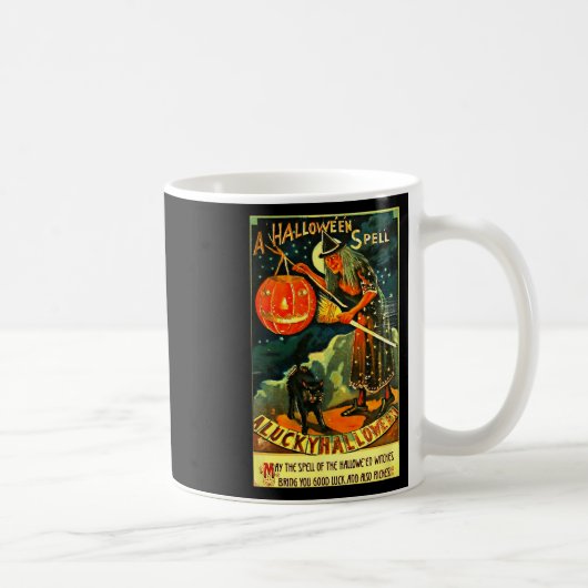  Art Retro Halloween Witch Koffiemok (Rechts)