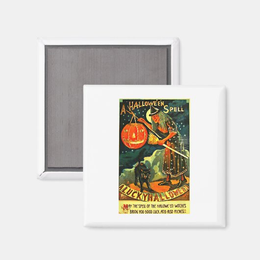  Art Retro Halloween Witch Magneet (Voorkant / Achterkant)