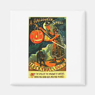 Art Retro Halloween Witch Magneet