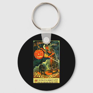 Art Retro Halloween Witch Sleutelhanger