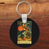 Art Retro Halloween Witch Sleutelhanger (Voorkant)