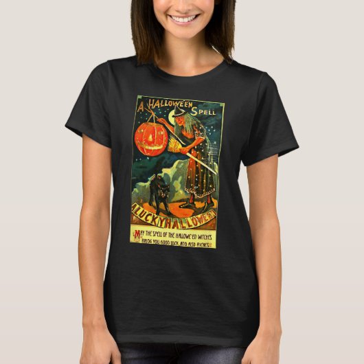 Art Retro Halloween Witch T-shirt (Voorkant)