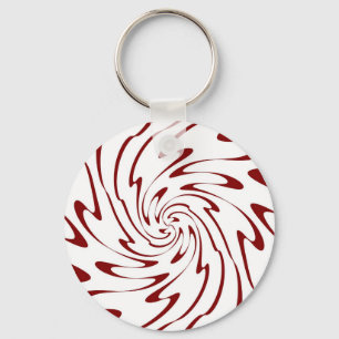 Art Retro Red en White Swirl Waves Abstract Sleutelhanger