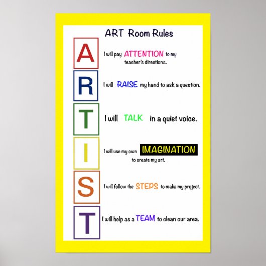 Art Room Regels. Poster (Voorkant)