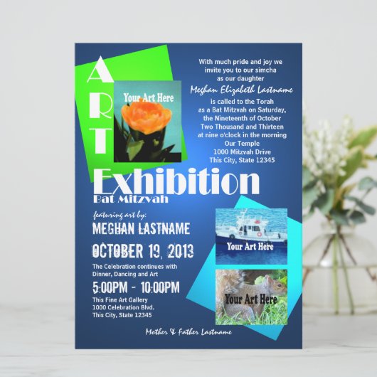 Art Show Bat Mitzvah Kaart (Staand voorkant)