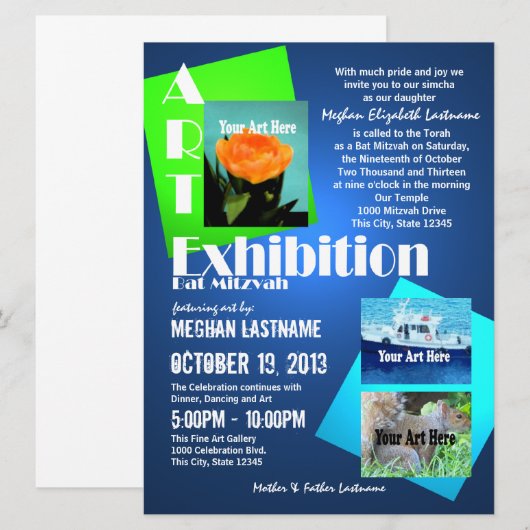 Art Show Bat Mitzvah Kaart (Voorkant / Achterkant)