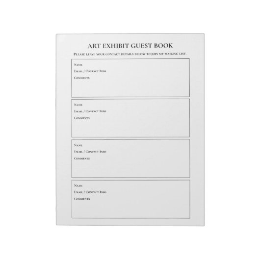 Art Show Beurs Gastenboek Notitieblok (Linkerzijde)