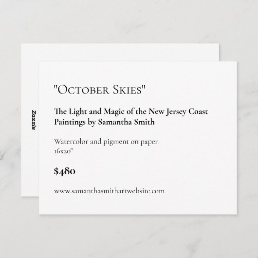 Art Show Display Kaarten Labels (Voorkant / Achterkant)