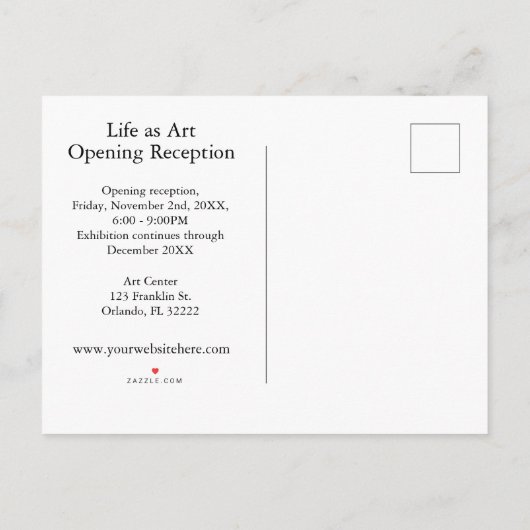 Art Show Invitation Abstract Art Briefkaart (Achterkant)