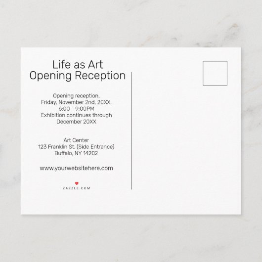 Art Show Uitnodiging Briefkaart (Achterkant)