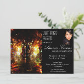 art show-uitnodiging met zwarte achtergrond kaart (Staand voorkant)