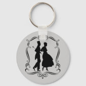 Art Silhouette Elegant Man Woman Sleutelhanger (Voorkant)