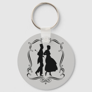  Art Silhouette Elegant Man Woman Sleutelhanger