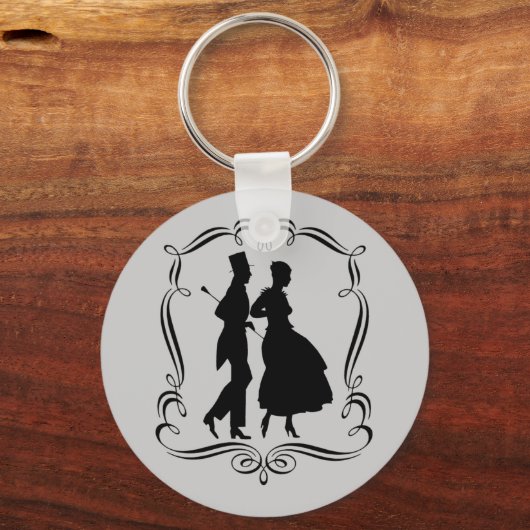Art Silhouette Elegant Man Woman Sleutelhanger (Voorkant)