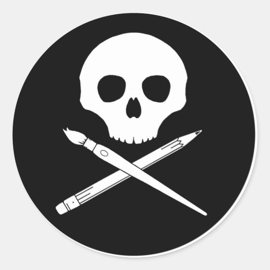 Art Skull Ronde Sticker (Voorkant)