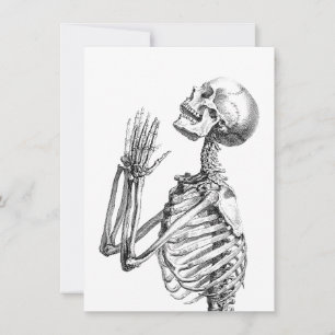  Art Skull Skelet Illustratie, Schedel Feestdagenkaart