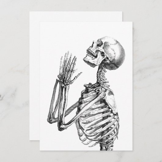  Art Skull Skelet Illustratie, Schedel Feestdagenkaart (Voorkant / Achterkant)