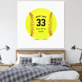 Art Softball Geel Rood en Zwart Custom Canvas Afdruk (Insitu (Slaapkamer))