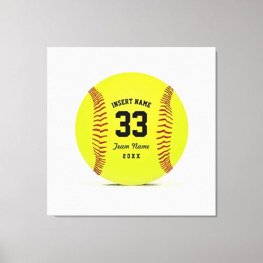 Art Softball Geel Rood en Zwart Custom Canvas Afdruk (Voorkant)