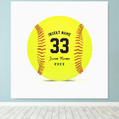 Art Softball Geel Rood en Zwart Custom Canvas Afdruk (Insitu (Houten vloer))