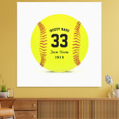 Art Softball Geel Rood en Zwart Custom Canvas Afdruk (Insitu (Woonkamer))