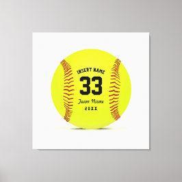 Art Softball Geel Rood en Zwart Custom Canvas Afdruk