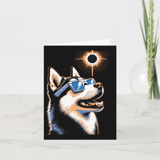 Art Solar Eclipse Husky Hond Dragen Eclips Bril Kaart (Voorkant)