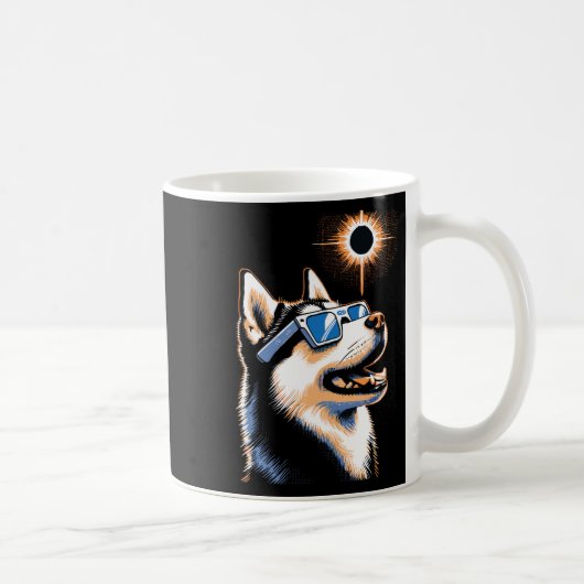 Art Solar Eclipse Husky Hond Dragen Eclips Bril Koffiemok (Rechts)