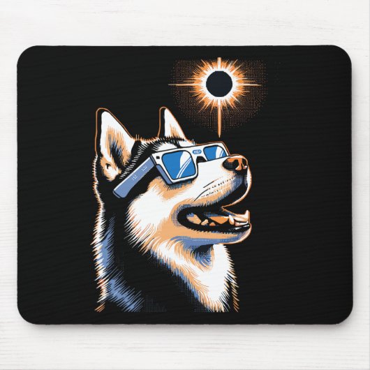 Art Solar Eclipse Husky Hond Dragen Eclips Bril Muismat (Voorkant)