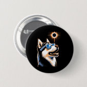 Art Solar Eclipse Husky Hond Dragen Eclips Bril Ronde Button 5,7 Cm (Voorkant /achterkant)
