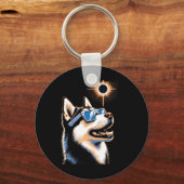 Art Solar Eclipse Husky Hond Dragen Eclips Bril Sleutelhanger (Voorkant)