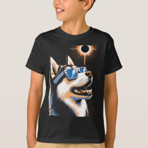 Art Solar Eclipse Husky Hond Dragen Eclips Bril T-shirt