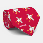 Art Stropdas: Festive Red Seagull Stropdas (Opgerold)