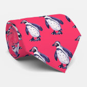 Art Stropdas: Roze Penguin Stropdas (Opgerold)
