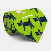 Art Stropdas: Zwarte Scotty Dog en Seagull Green S Stropdas (Opgerold)
