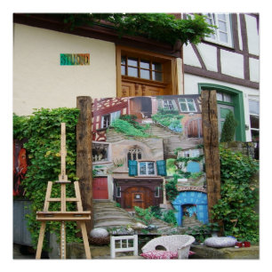 Art Studio met Poster voor schilderen en Easel Gla